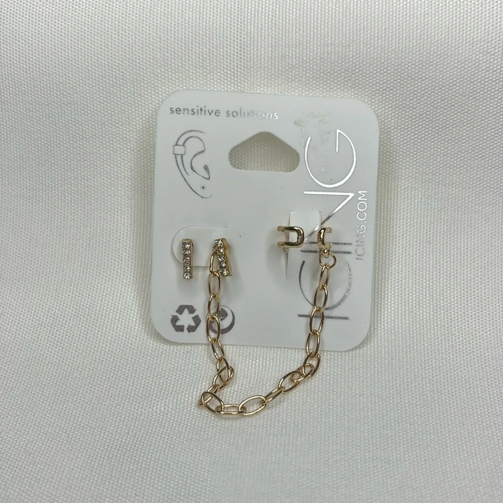 Icing Earring and Ear Cuff Set Gold